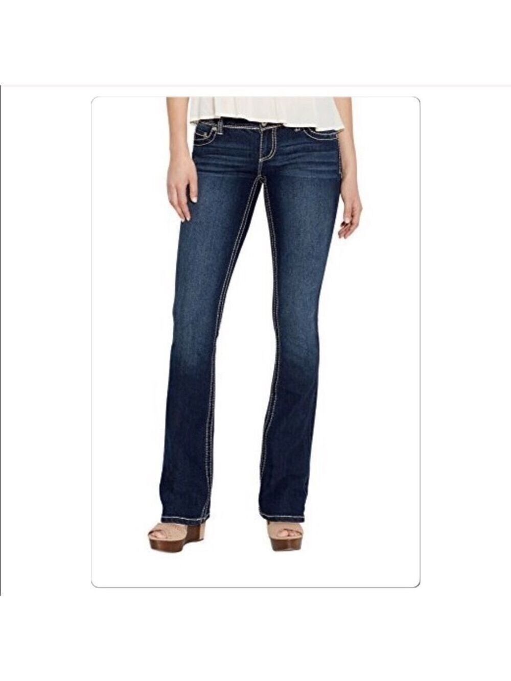Maurices Boot Cut Dark Wash Flap Pocket Jeans Jr Size 1/2